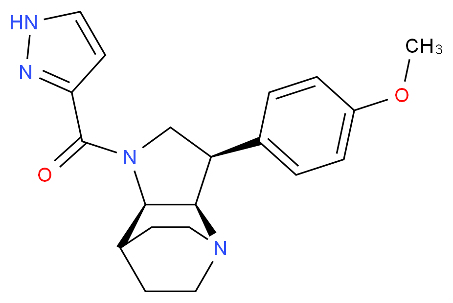 (3R*,3aR*,7aR*)-3-(4-methoxyphenyl)-1-(1H-pyrazol-3-ylcarbonyl)octahydro-4,7-ethanopyrrolo[3,2-b]pyridine_Molecular_structure_CAS_)