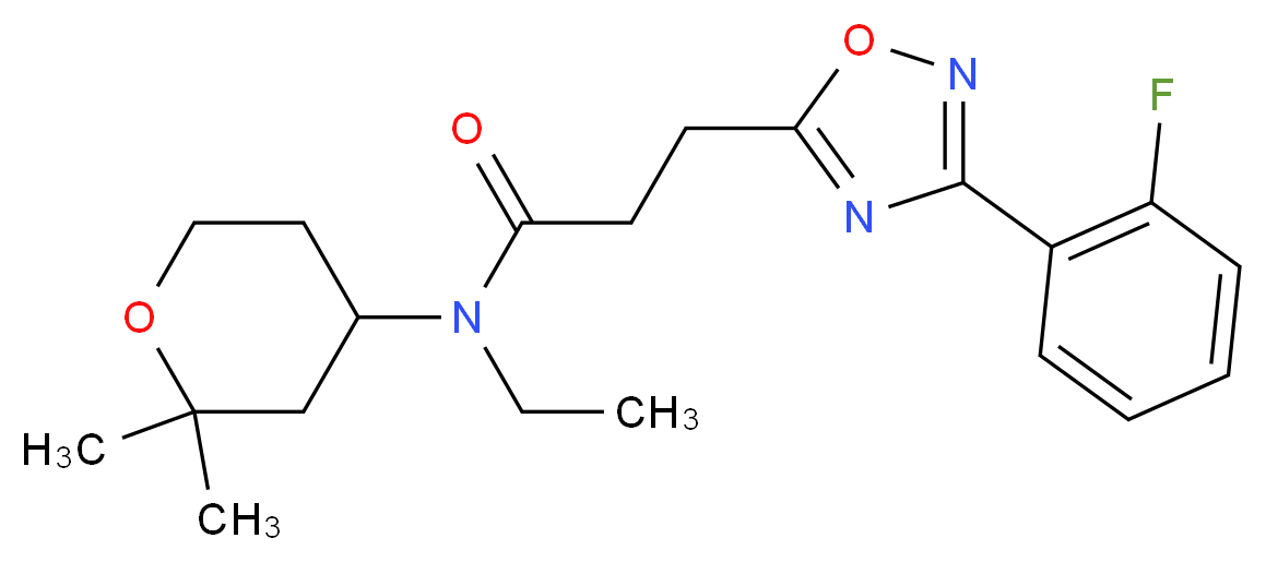 N-(2,2-dimethyltetrahydro-2H-pyran-4-yl)-N-ethyl-3-[3-(2-fluorophenyl)-1,2,4-oxadiazol-5-yl]propanamide_Molecular_structure_CAS_)