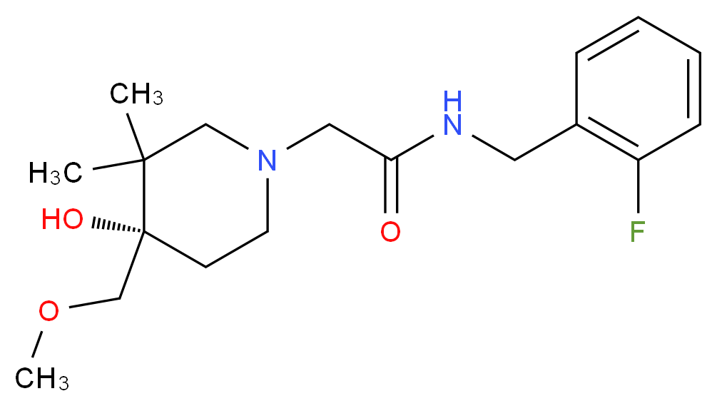N-(2-fluorobenzyl)-2-[(4S)-4-hydroxy-4-(methoxymethyl)-3,3-dimethyl-1-piperidinyl]acetamide_Molecular_structure_CAS_)