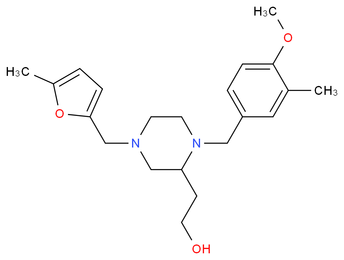 2-{1-(4-methoxy-3-methylbenzyl)-4-[(5-methyl-2-furyl)methyl]-2-piperazinyl}ethanol_Molecular_structure_CAS_)