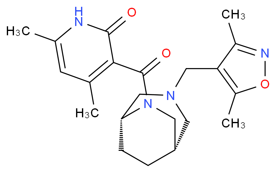 3-({(1S*,5R*)-3-[(3,5-dimethylisoxazol-4-yl)methyl]-3,6-diazabicyclo[3.2.2]non-6-yl}carbonyl)-4,6-dimethylpyridin-2(1H)-one_Molecular_structure_CAS_)