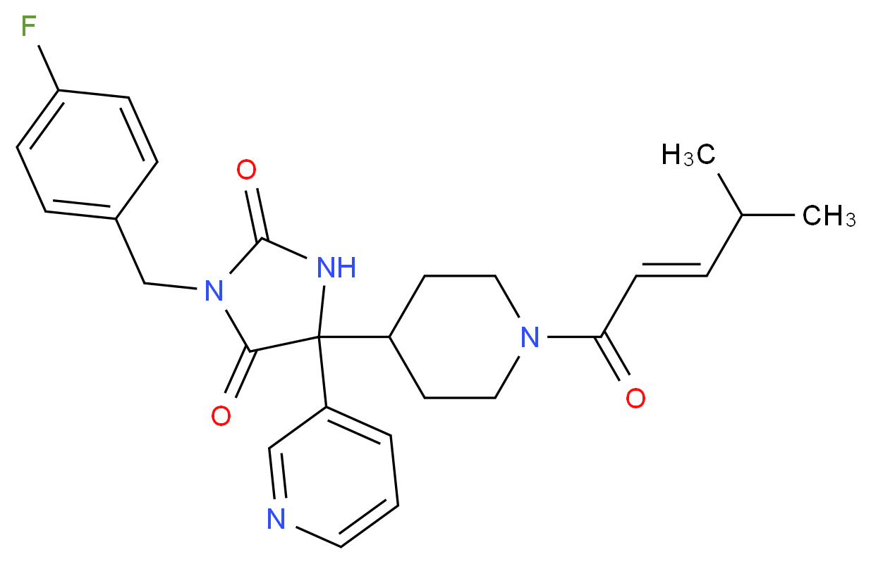 3-(4-fluorobenzyl)-5-{1-[(2E)-4-methyl-2-pentenoyl]-4-piperidinyl}-5-(3-pyridinyl)-2,4-imidazolidinedione_Molecular_structure_CAS_)