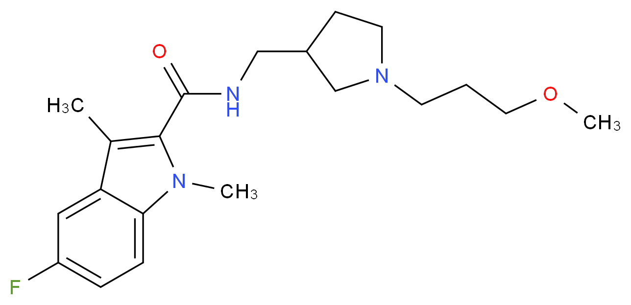 5-fluoro-N-{[1-(3-methoxypropyl)pyrrolidin-3-yl]methyl}-1,3-dimethyl-1H-indole-2-carboxamide_Molecular_structure_CAS_)