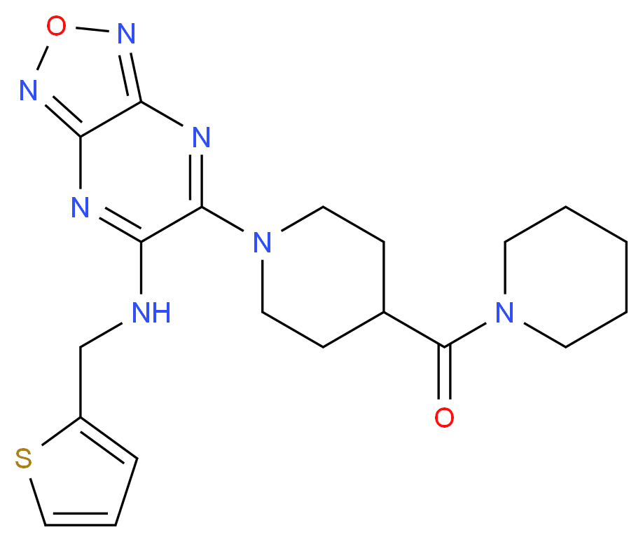 6-[4-(1-piperidinylcarbonyl)-1-piperidinyl]-N-(2-thienylmethyl)[1,2,5]oxadiazolo[3,4-b]pyrazin-5-amine_Molecular_structure_CAS_)