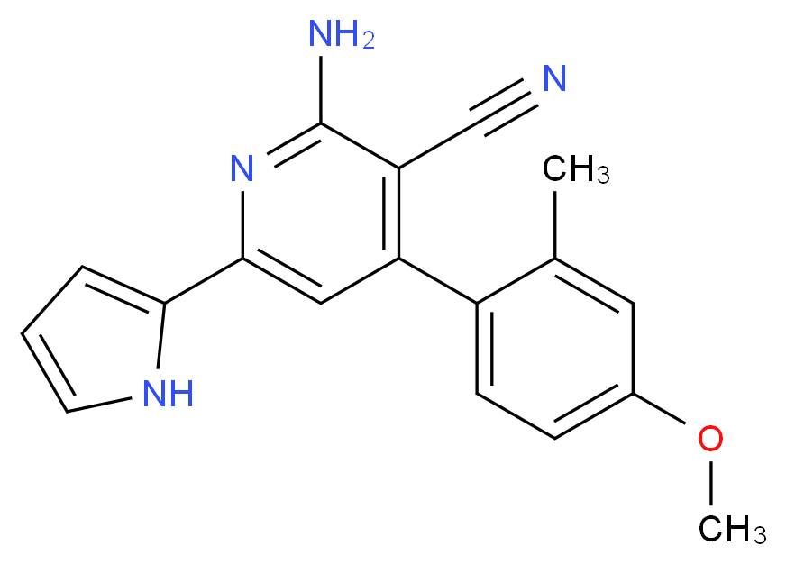 2-amino-4-(4-methoxy-2-methylphenyl)-6-(1H-pyrrol-2-yl)nicotinonitrile_Molecular_structure_CAS_)