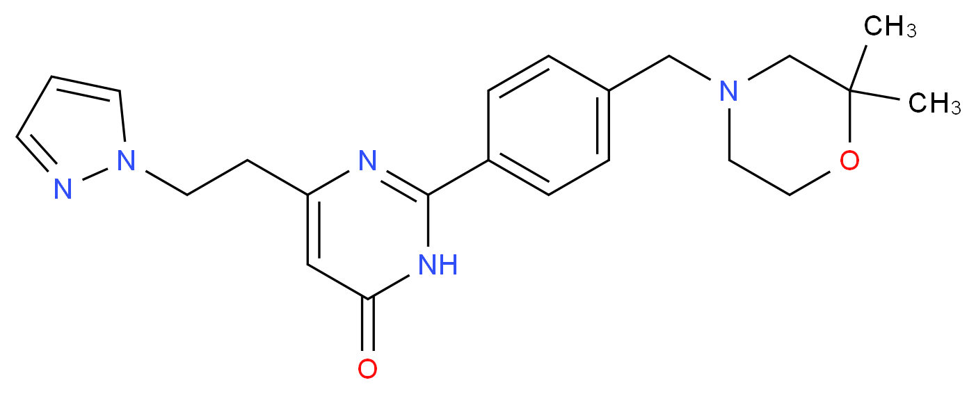2-{4-[(2,2-dimethylmorpholin-4-yl)methyl]phenyl}-6-[2-(1H-pyrazol-1-yl)ethyl]pyrimidin-4(3H)-one_Molecular_structure_CAS_)