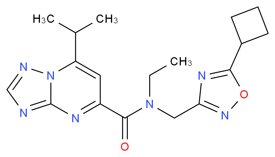 N-[(5-cyclobutyl-1,2,4-oxadiazol-3-yl)methyl]-N-ethyl-7-isopropyl[1,2,4]triazolo[1,5-a]pyrimidine-5-carboxamide_Molecular_structure_CAS_)