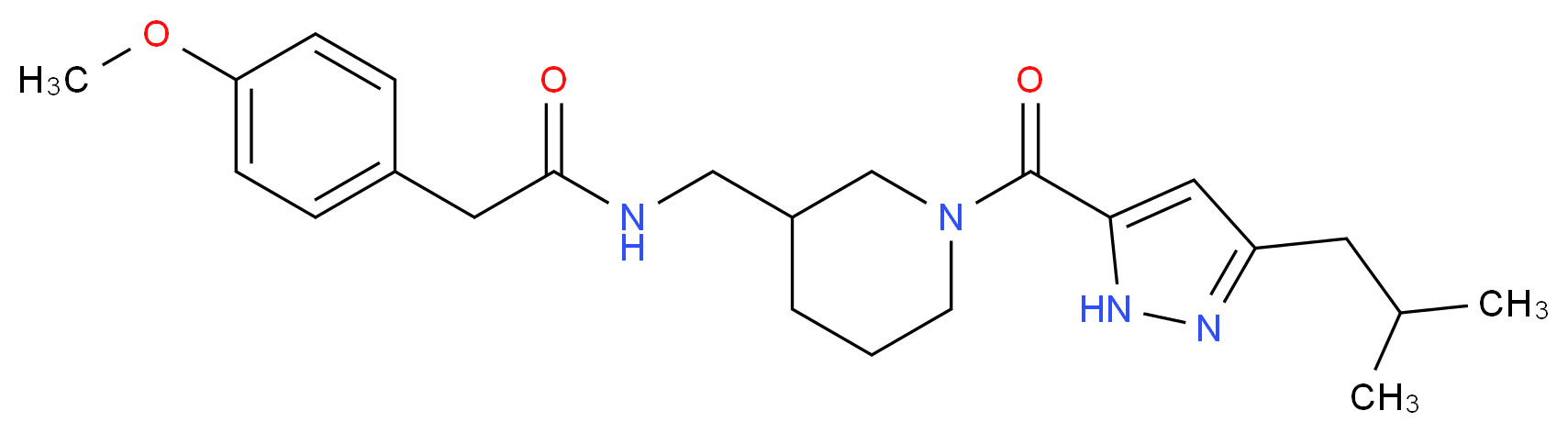 N-({1-[(3-isobutyl-1H-pyrazol-5-yl)carbonyl]-3-piperidinyl}methyl)-2-(4-methoxyphenyl)acetamide_Molecular_structure_CAS_)