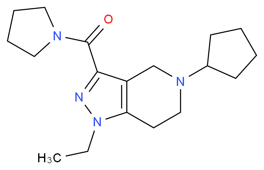 5-cyclopentyl-1-ethyl-3-(1-pyrrolidinylcarbonyl)-4,5,6,7-tetrahydro-1H-pyrazolo[4,3-c]pyridine_Molecular_structure_CAS_)
