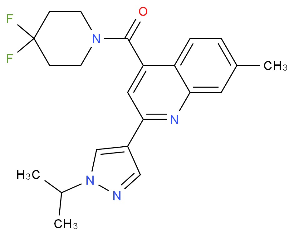4-[(4,4-difluoropiperidin-1-yl)carbonyl]-2-(1-isopropyl-1H-pyrazol-4-yl)-7-methylquinoline_Molecular_structure_CAS_)
