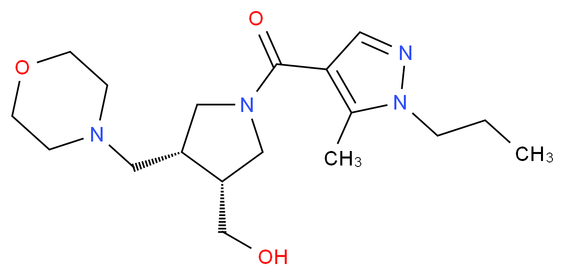 [(3R*,4R*)-1-[(5-methyl-1-propyl-1H-pyrazol-4-yl)carbonyl]-4-(morpholin-4-ylmethyl)pyrrolidin-3-yl]methanol_Molecular_structure_CAS_)