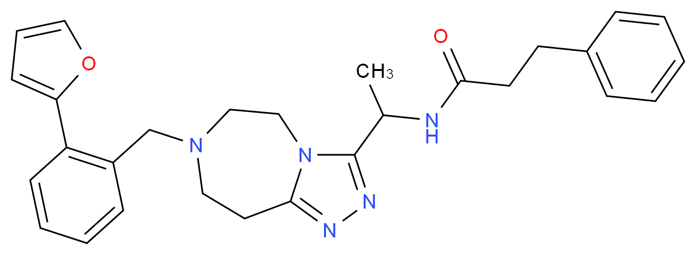 N-(1-{7-[2-(2-furyl)benzyl]-6,7,8,9-tetrahydro-5H-[1,2,4]triazolo[4,3-d][1,4]diazepin-3-yl}ethyl)-3-phenylpropanamide_Molecular_structure_CAS_)