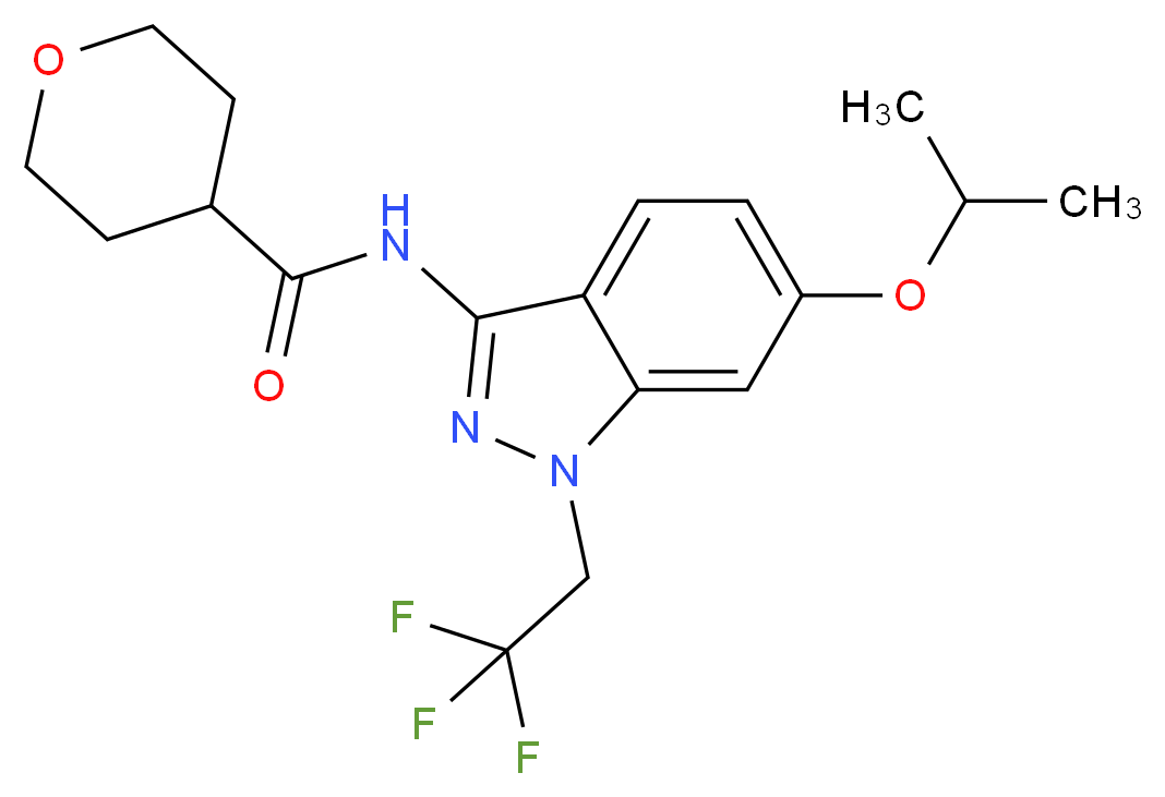 N-[6-isopropoxy-1-(2,2,2-trifluoroethyl)-1H-indazol-3-yl]tetrahydro-2H-pyran-4-carboxamide_Molecular_structure_CAS_)