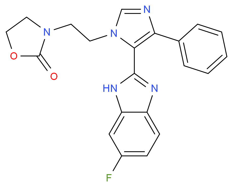 3-{2-[5-(6-fluoro-1H-benzimidazol-2-yl)-4-phenyl-1H-imidazol-1-yl]ethyl}-1,3-oxazolidin-2-one_Molecular_structure_CAS_)