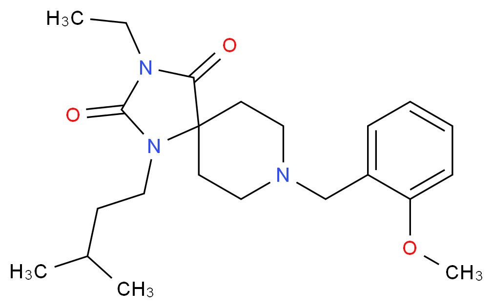 3-ethyl-8-(2-methoxybenzyl)-1-(3-methylbutyl)-1,3,8-triazaspiro[4.5]decane-2,4-dione_Molecular_structure_CAS_)