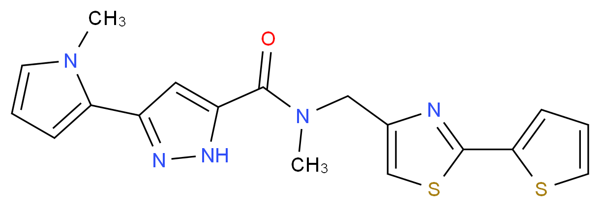 N-methyl-3-(1-methyl-1H-pyrrol-2-yl)-N-{[2-(2-thienyl)-1,3-thiazol-4-yl]methyl}-1H-pyrazole-5-carboxamide_Molecular_structure_CAS_)