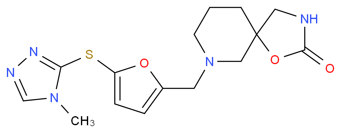 7-({5-[(4-methyl-4H-1,2,4-triazol-3-yl)thio]-2-furyl}methyl)-1-oxa-3,7-diazaspiro[4.5]decan-2-one_Molecular_structure_CAS_)