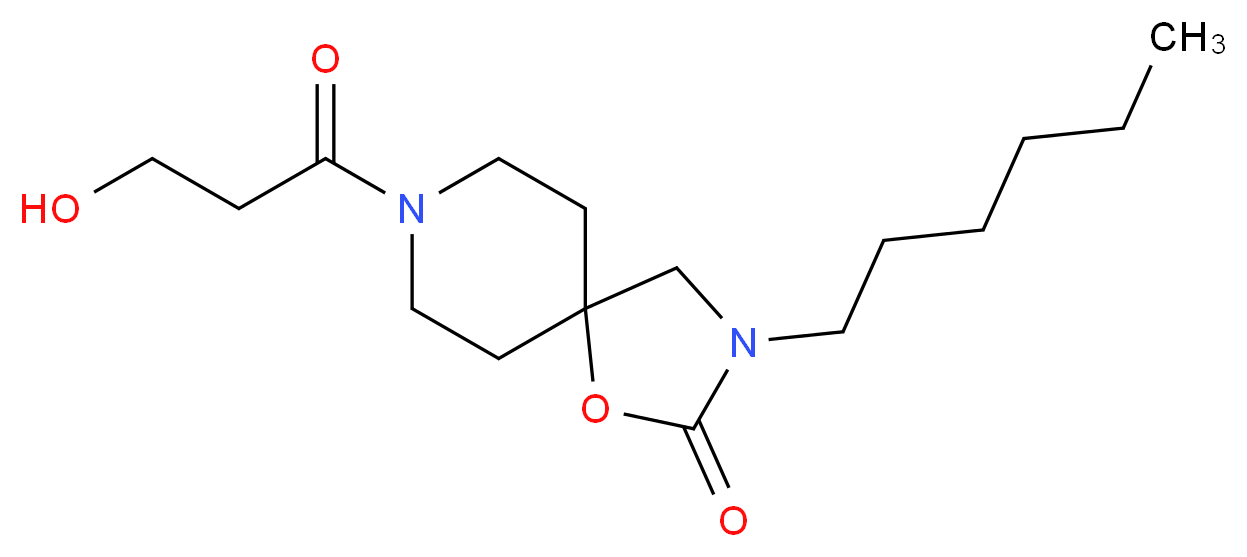 3-hexyl-8-(3-hydroxypropanoyl)-1-oxa-3,8-diazaspiro[4.5]decan-2-one_Molecular_structure_CAS_)