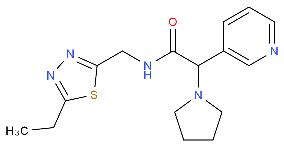N-[(5-ethyl-1,3,4-thiadiazol-2-yl)methyl]-2-(3-pyridinyl)-2-(1-pyrrolidinyl)acetamide_Molecular_structure_CAS_)
