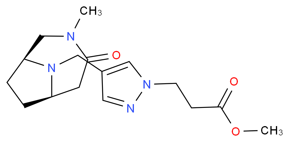 methyl 3-(4-{[(1S*,6R*)-3-methyl-4-oxo-3,9-diazabicyclo[4.2.1]non-9-yl]methyl}-1H-pyrazol-1-yl)propanoate_Molecular_structure_CAS_)