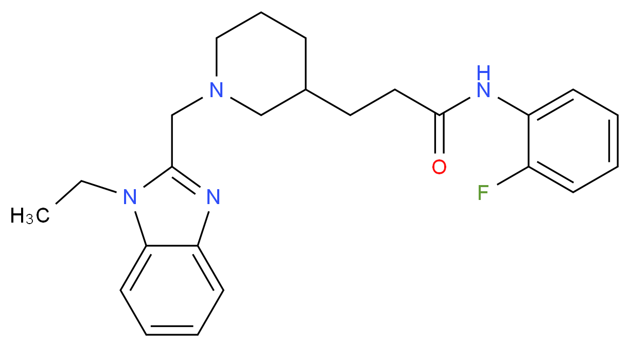 3-{1-[(1-ethyl-1H-benzimidazol-2-yl)methyl]-3-piperidinyl}-N-(2-fluorophenyl)propanamide_Molecular_structure_CAS_)