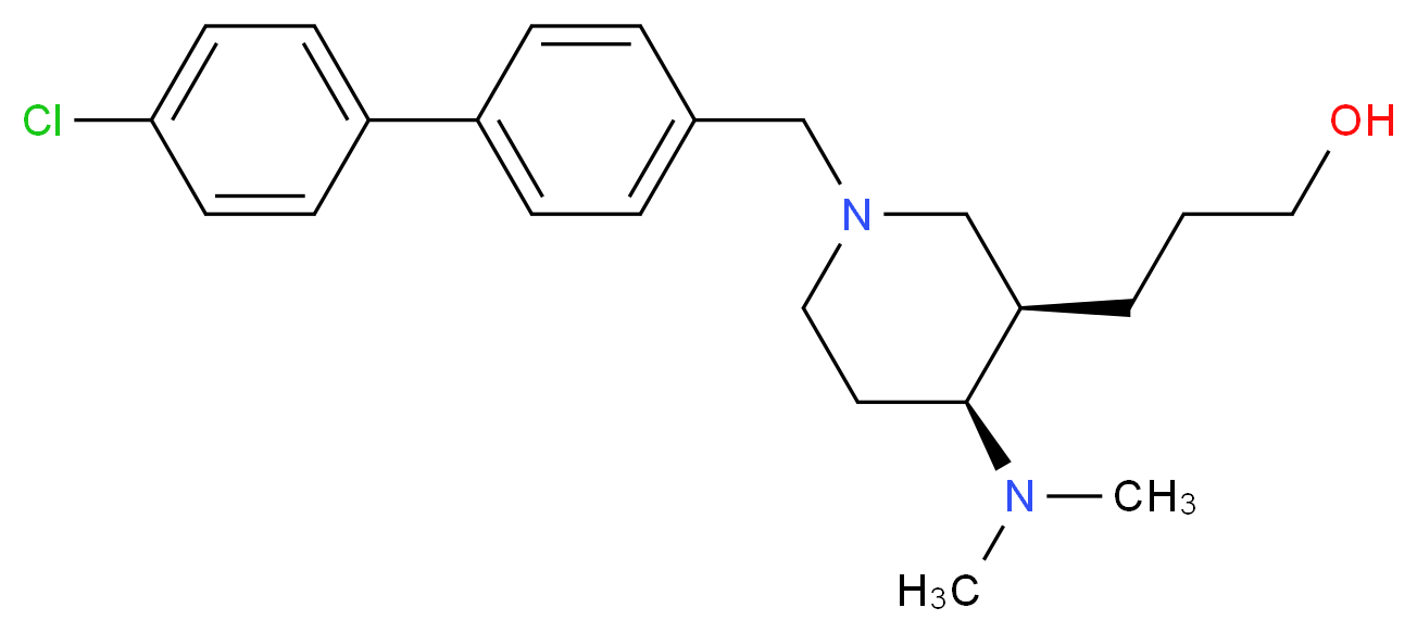 3-[(3R*,4S*)-1-[(4'-chlorobiphenyl-4-yl)methyl]-4-(dimethylamino)piperidin-3-yl]propan-1-ol_Molecular_structure_CAS_)