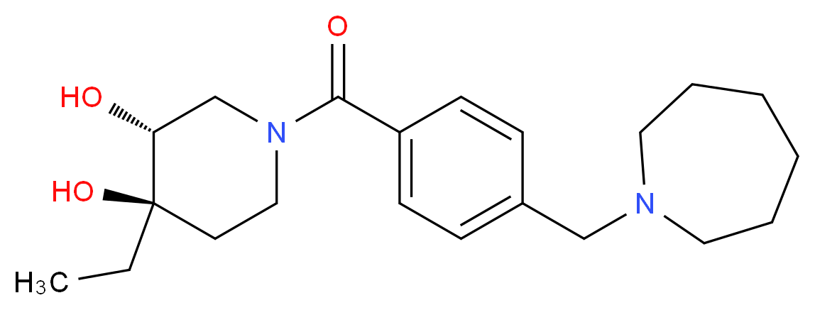 (3R*,4R*)-1-[4-(azepan-1-ylmethyl)benzoyl]-4-ethylpiperidine-3,4-diol_Molecular_structure_CAS_)