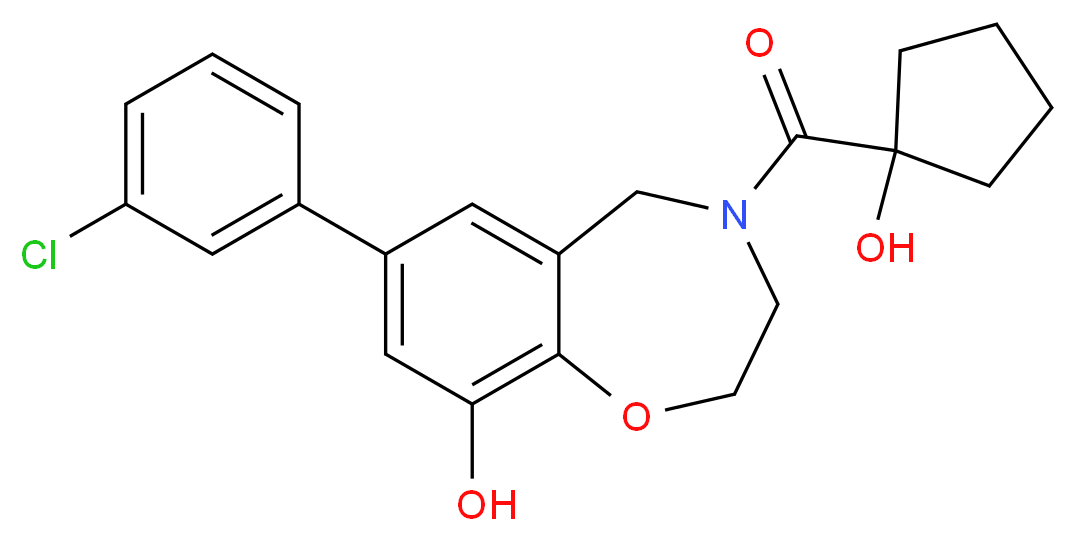 7-(3-chlorophenyl)-4-[(1-hydroxycyclopentyl)carbonyl]-2,3,4,5-tetrahydro-1,4-benzoxazepin-9-ol_Molecular_structure_CAS_)