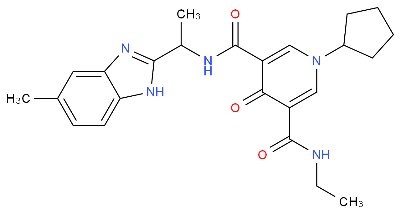 1-cyclopentyl-N-ethyl-N'-[1-(5-methyl-1H-benzimidazol-2-yl)ethyl]-4-oxo-1,4-dihydro-3,5-pyridinedicarboxamide_Molecular_structure_CAS_)