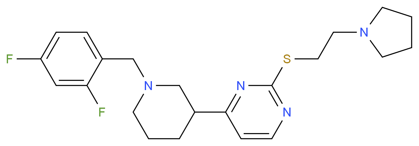 4-[1-(2,4-difluorobenzyl)-3-piperidinyl]-2-{[2-(1-pyrrolidinyl)ethyl]thio}pyrimidine_Molecular_structure_CAS_)