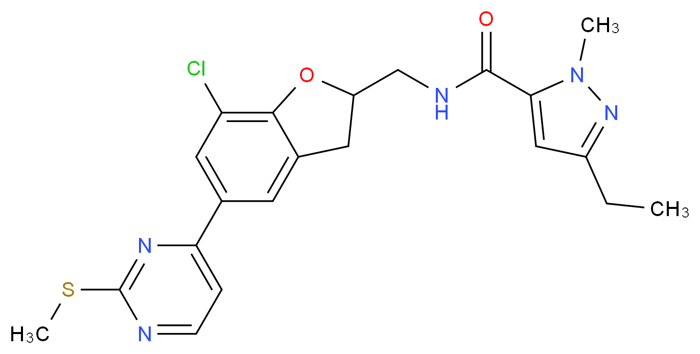 N-({7-chloro-5-[2-(methylthio)-4-pyrimidinyl]-2,3-dihydro-1-benzofuran-2-yl}methyl)-3-ethyl-1-methyl-1H-pyrazole-5-carboxamide_Molecular_structure_CAS_)