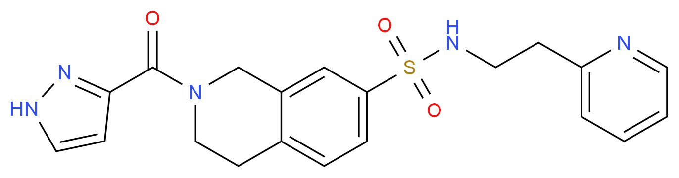 2-(1H-pyrazol-3-ylcarbonyl)-N-(2-pyridin-2-ylethyl)-1,2,3,4-tetrahydroisoquinoline-7-sulfonamide_Molecular_structure_CAS_)
