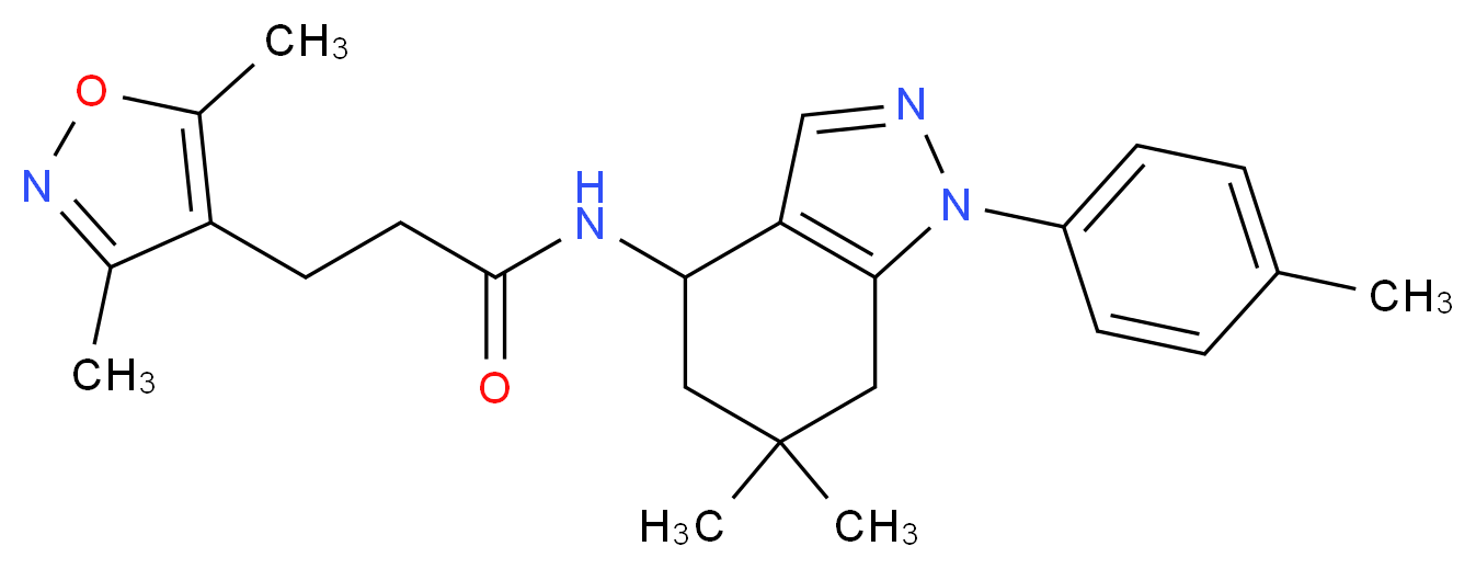 3-(3,5-dimethyl-4-isoxazolyl)-N-[6,6-dimethyl-1-(4-methylphenyl)-4,5,6,7-tetrahydro-1H-indazol-4-yl]propanamide_Molecular_structure_CAS_)
