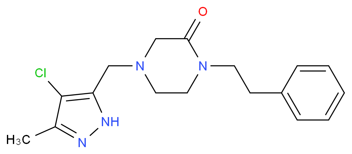 4-[(4-chloro-3-methyl-1H-pyrazol-5-yl)methyl]-1-(2-phenylethyl)piperazin-2-one_Molecular_structure_CAS_)
