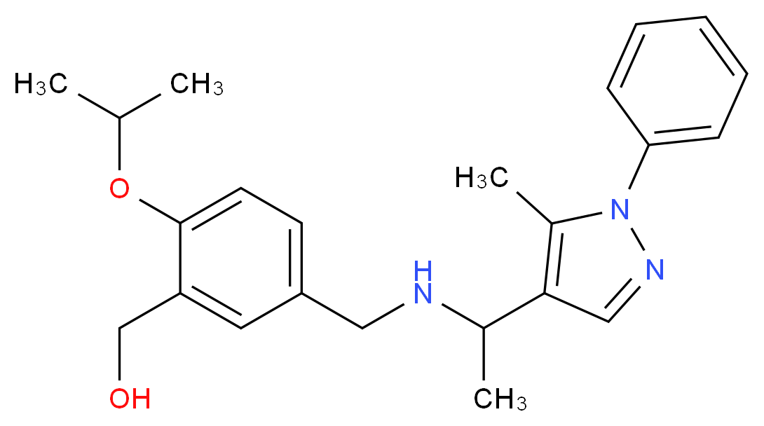 [2-isopropoxy-5-({[1-(5-methyl-1-phenyl-1H-pyrazol-4-yl)ethyl]amino}methyl)phenyl]methanol_Molecular_structure_CAS_)