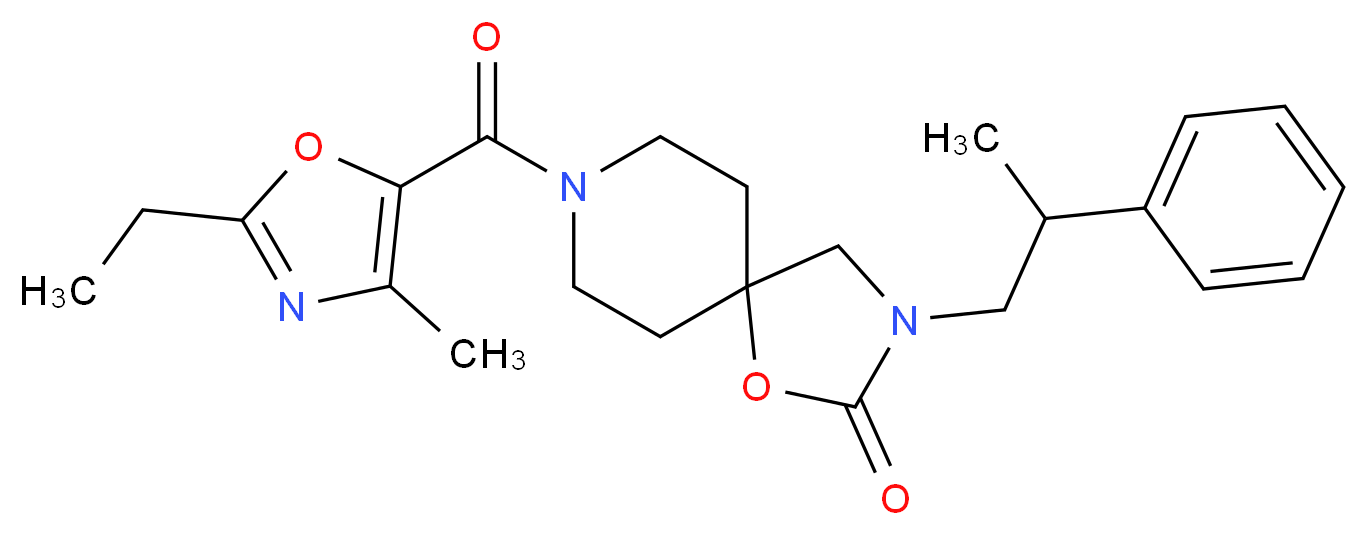 8-[(2-ethyl-4-methyl-1,3-oxazol-5-yl)carbonyl]-3-(2-phenylpropyl)-1-oxa-3,8-diazaspiro[4.5]decan-2-one_Molecular_structure_CAS_)