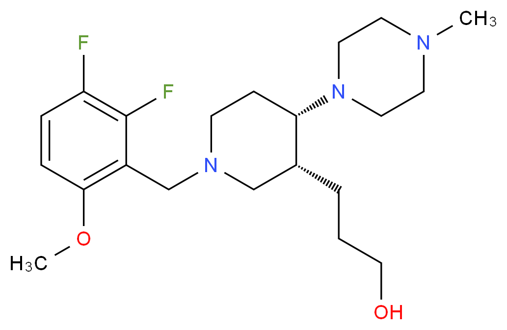 3-[(3R*,4S*)-1-(2,3-difluoro-6-methoxybenzyl)-4-(4-methylpiperazin-1-yl)piperidin-3-yl]propan-1-ol_Molecular_structure_CAS_)