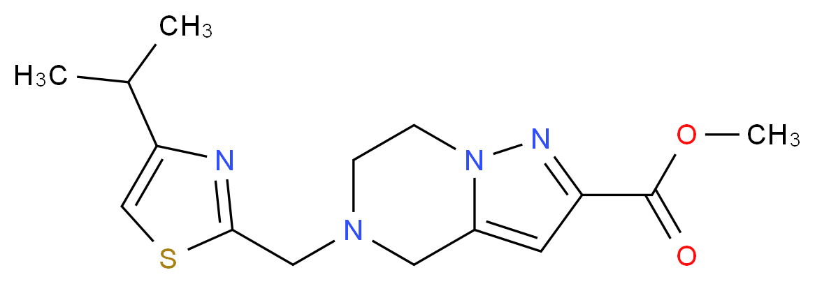 methyl 5-[(4-isopropyl-1,3-thiazol-2-yl)methyl]-4,5,6,7-tetrahydropyrazolo[1,5-a]pyrazine-2-carboxylate_Molecular_structure_CAS_)