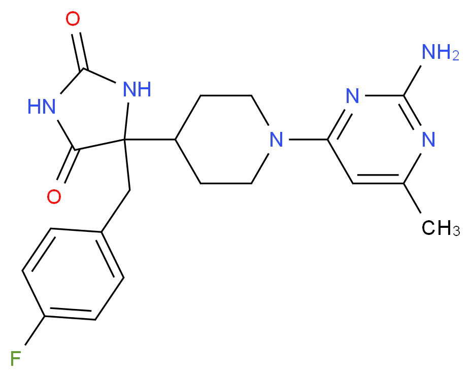 5-[1-(2-amino-6-methylpyrimidin-4-yl)piperidin-4-yl]-5-(4-fluorobenzyl)imidazolidine-2,4-dione_Molecular_structure_CAS_)