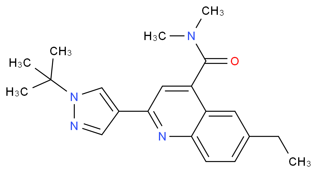 2-(1-tert-butyl-1H-pyrazol-4-yl)-6-ethyl-N,N-dimethylquinoline-4-carboxamide_Molecular_structure_CAS_)