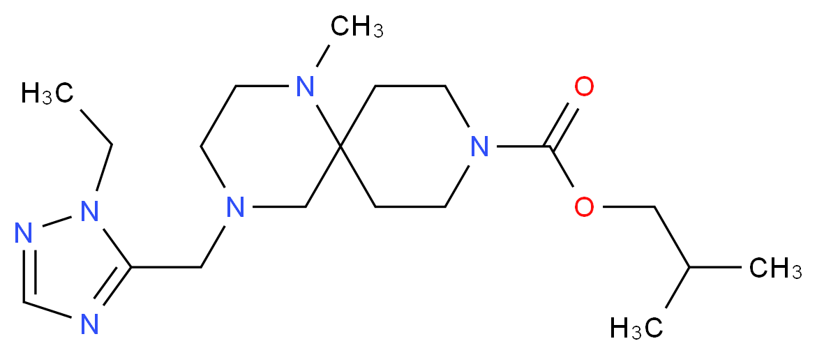 isobutyl 4-[(1-ethyl-1H-1,2,4-triazol-5-yl)methyl]-1-methyl-1,4,9-triazaspiro[5.5]undecane-9-carboxylate_Molecular_structure_CAS_)