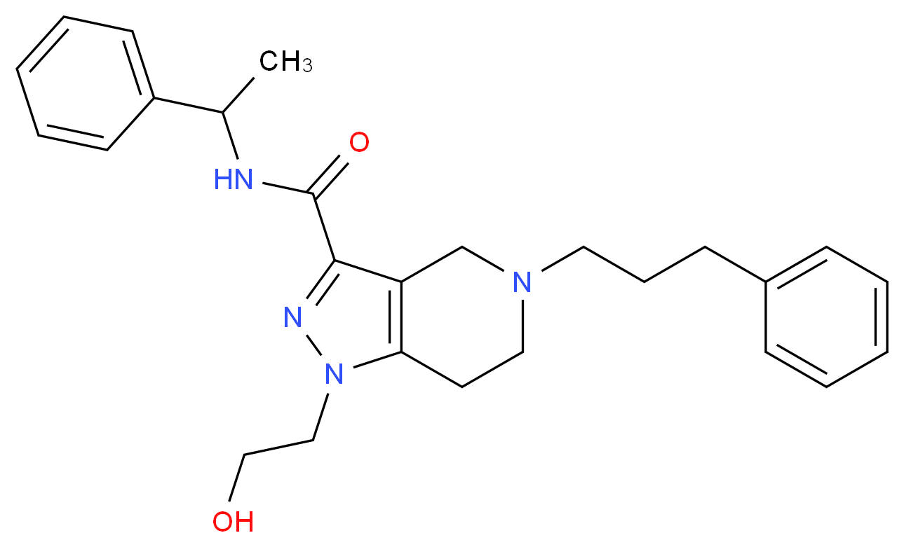 1-(2-hydroxyethyl)-N-(1-phenylethyl)-5-(3-phenylpropyl)-4,5,6,7-tetrahydro-1H-pyrazolo[4,3-c]pyridine-3-carboxamide_Molecular_structure_CAS_)