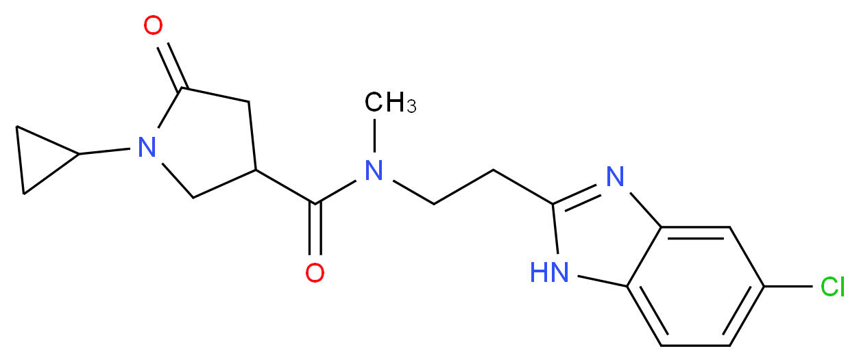 N-[2-(5-chloro-1H-benzimidazol-2-yl)ethyl]-1-cyclopropyl-N-methyl-5-oxo-3-pyrrolidinecarboxamide_Molecular_structure_CAS_)