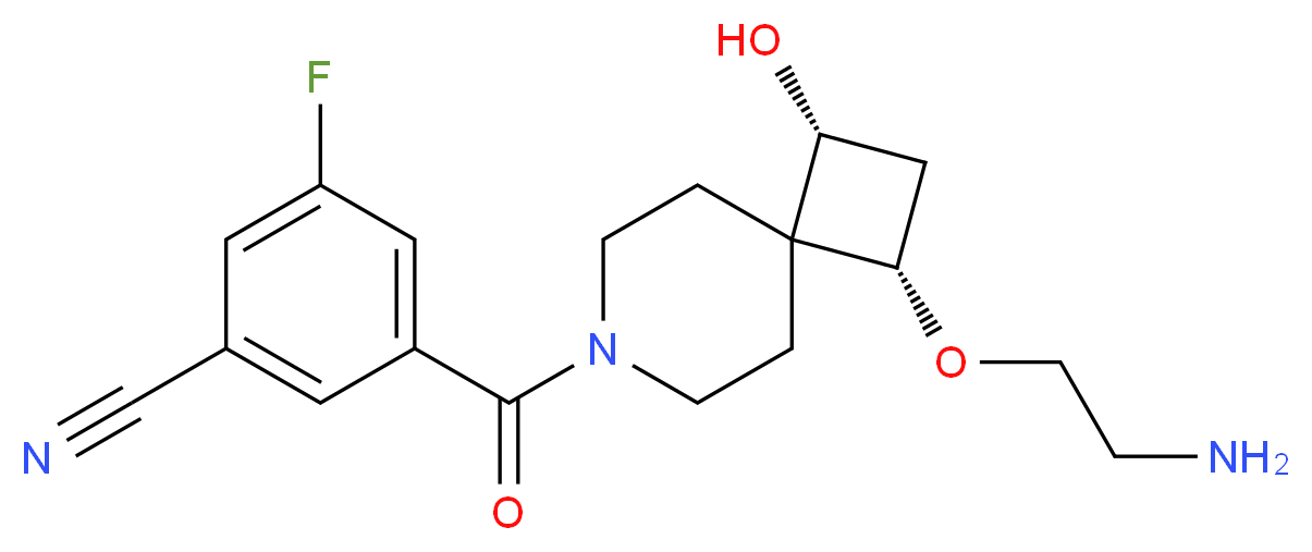 3-{[(1S*,3R*)-1-(2-aminoethoxy)-3-hydroxy-7-azaspiro[3.5]non-7-yl]carbonyl}-5-fluorobenzonitrile_Molecular_structure_CAS_)