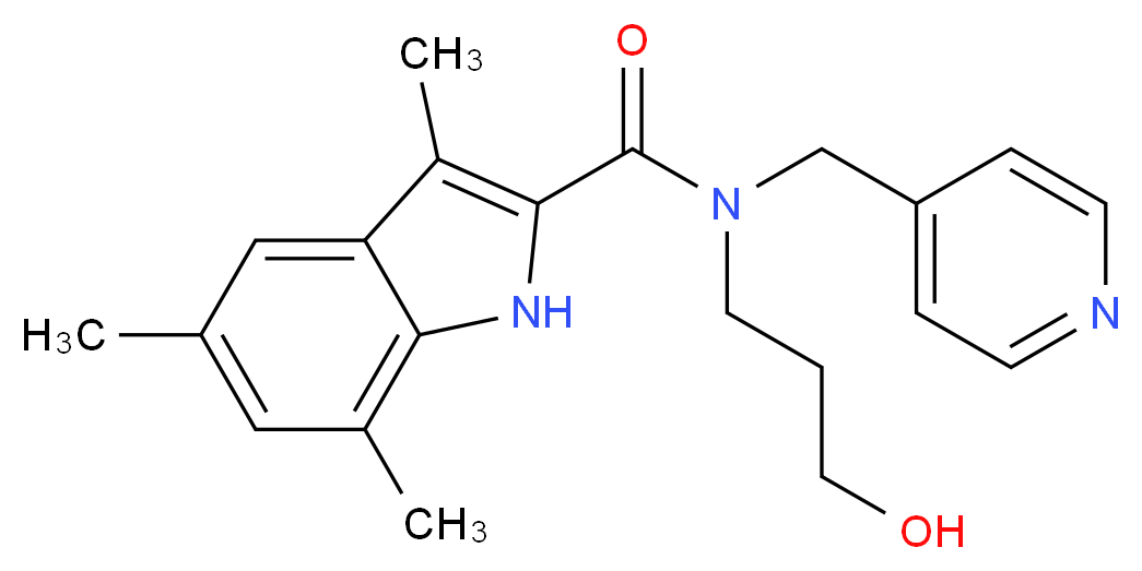 N-(3-hydroxypropyl)-3,5,7-trimethyl-N-(4-pyridinylmethyl)-1H-indole-2-carboxamide_Molecular_structure_CAS_)