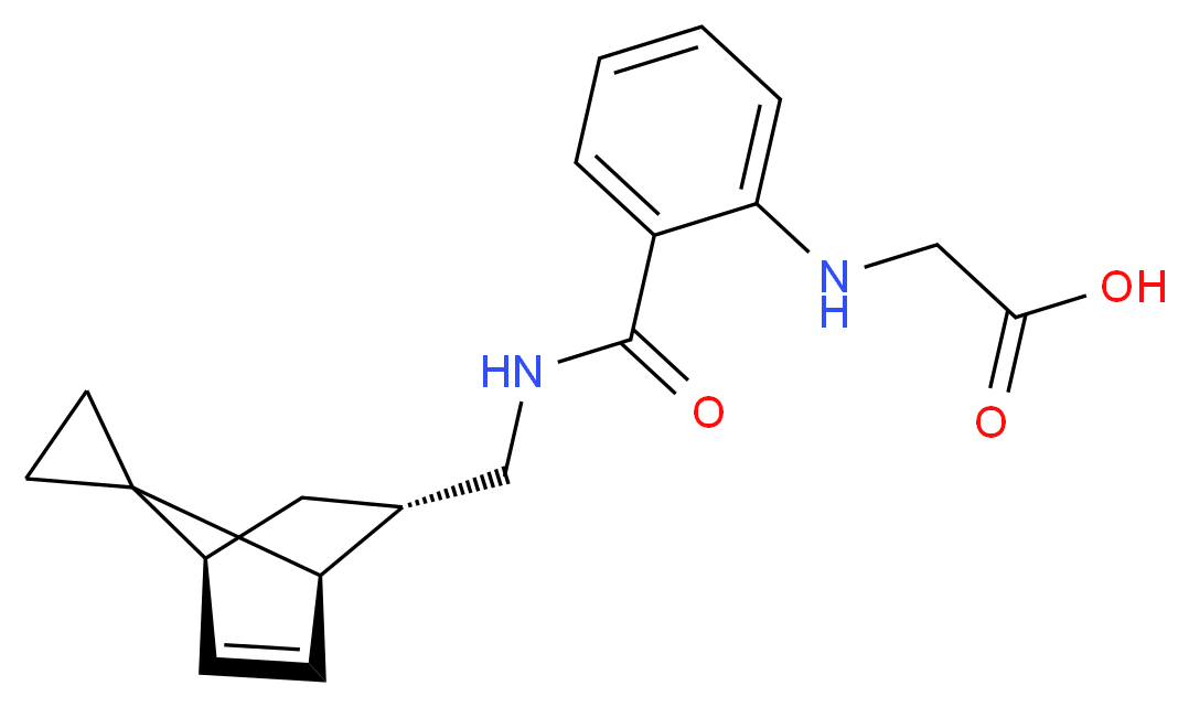 {[2-({[(1R*,2S*,4S*)-spiro[bicyclo[2.2.1]heptane-7,1'-cyclopropane]-5-en-2-ylmethyl]amino}carbonyl)phenyl]amino}acetic acid_Molecular_structure_CAS_)