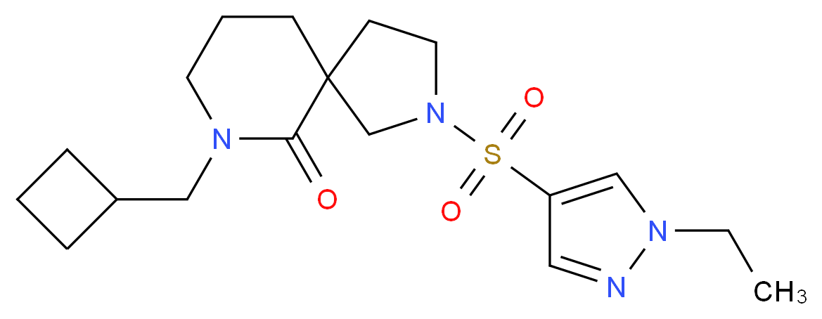 7-(cyclobutylmethyl)-2-[(1-ethyl-1H-pyrazol-4-yl)sulfonyl]-2,7-diazaspiro[4.5]decan-6-one_Molecular_structure_CAS_)
