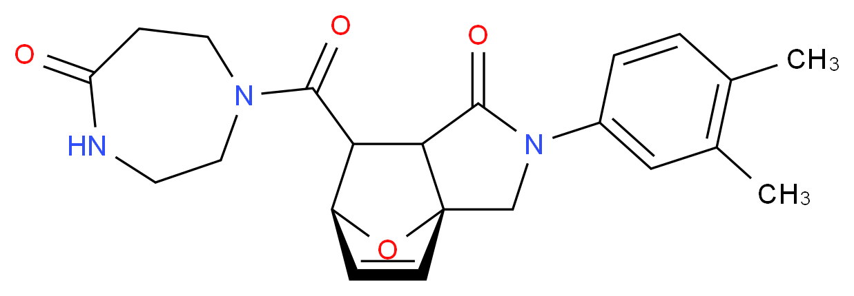 (3aR*,6S*)-2-(3,4-dimethylphenyl)-7-[(5-oxo-1,4-diazepan-1-yl)carbonyl]-2,3,7,7a-tetrahydro-3a,6-epoxyisoindol-1(6H)-one_Molecular_structure_CAS_)