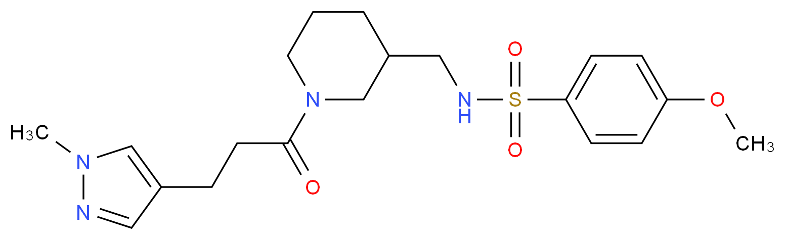 4-methoxy-N-({1-[3-(1-methyl-1H-pyrazol-4-yl)propanoyl]-3-piperidinyl}methyl)benzenesulfonamide_Molecular_structure_CAS_)