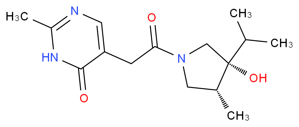 5-{2-[(3R*,4R*)-3-hydroxy-3-isopropyl-4-methyl-1-pyrrolidinyl]-2-oxoethyl}-2-methyl-4(3H)-pyrimidinone_Molecular_structure_CAS_)